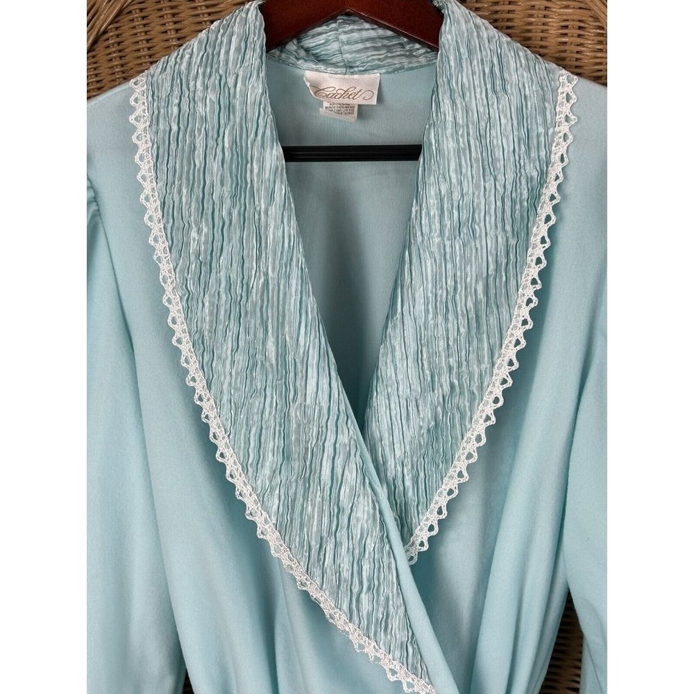 vintage Cachet robe blue small long Crinkle Collar